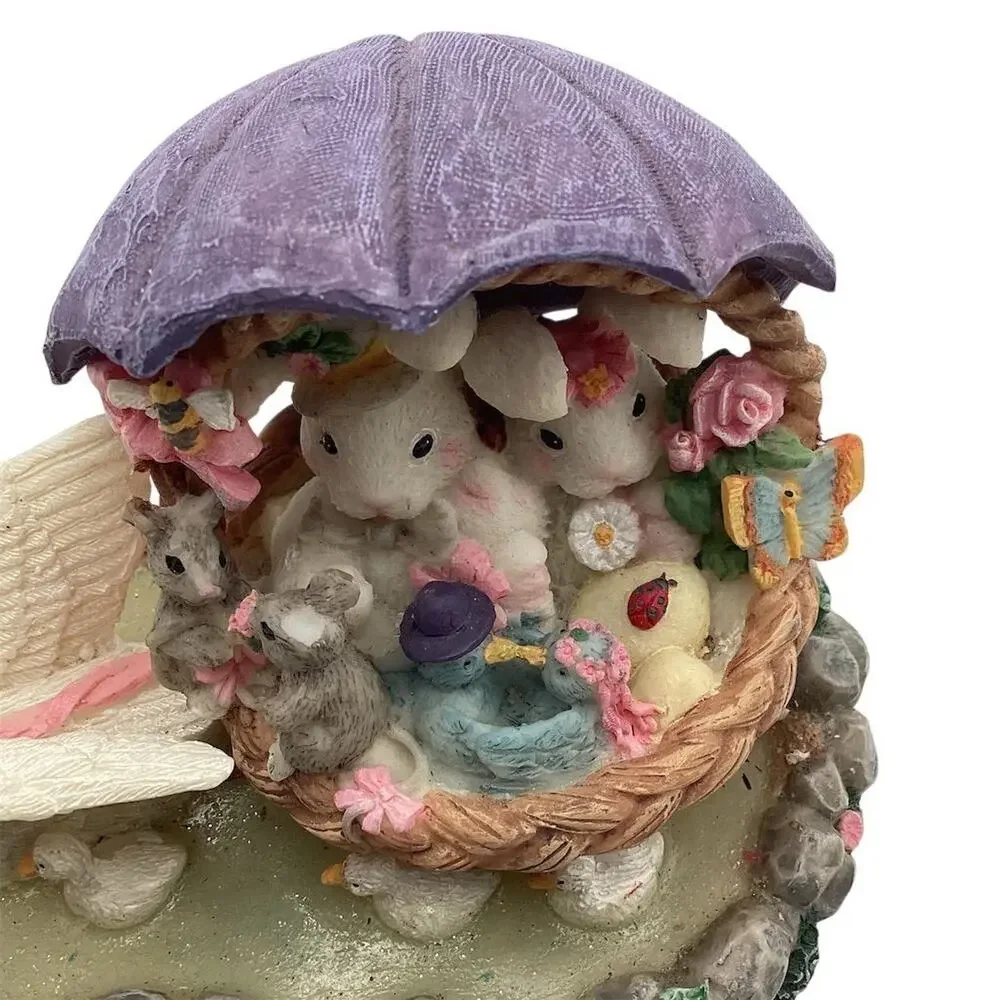 Vintage Swanboat Figurine with Bunnies & Chicks‎ Easter Decor